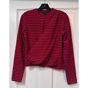 New Sanctuary Red Black Stripe Long Sleeve Top Size S